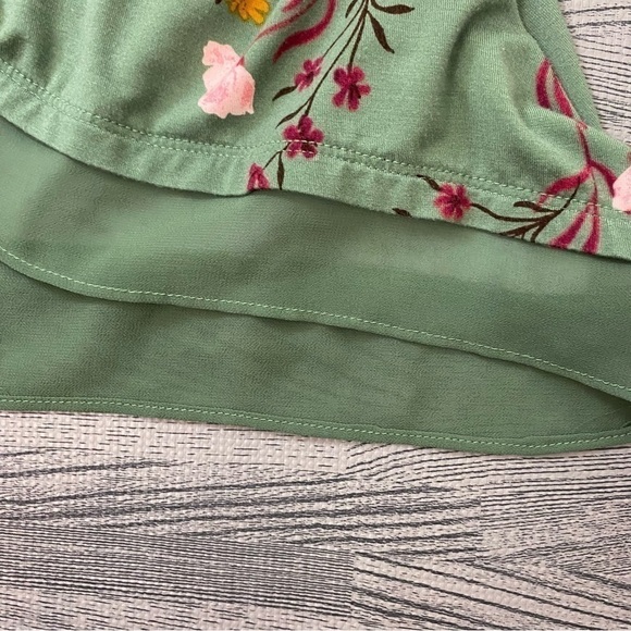 LOGO Lori Goldstein Green Floral Cardigan - Picture 11 of 13